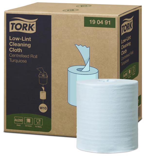 [HY190491] Papírové utěrky v roli 1-vrstv. 60m TORK Low-Lint tyrkysové W10, 4ks