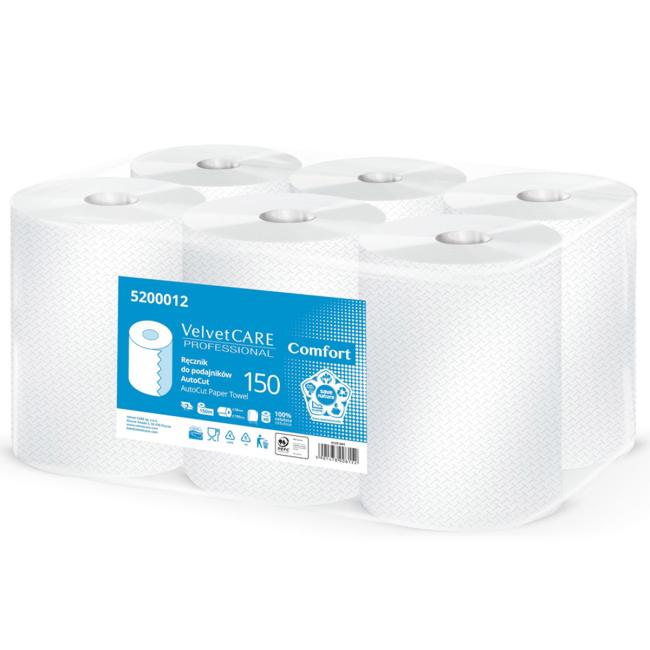 Papírové utěrky v roli 2-vrstvé VELVET CARE AutoCut 100% celulóza 150m (6ks)