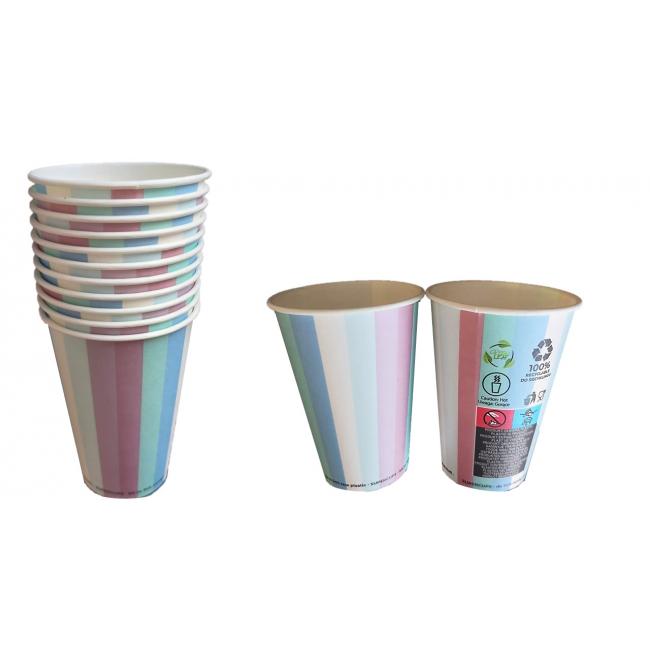 [HY205070] Papírová sklenice 'barevné pruhy' Ø 73 mm, 0,18 l (50 ks)