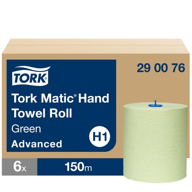 Papírové utěrky v roli 2-vrstv. TORK Matic zelená H1, návin 150 m (6 ks)