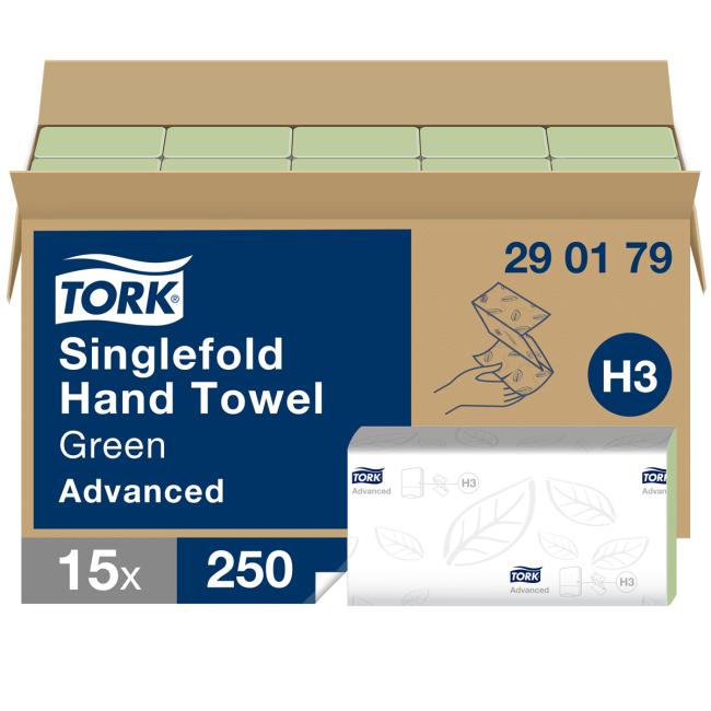 [HY290173] Papírové utěrky skládané ZZ/C 2-vrstv. TORK Singlefold Advanced zelené H3 (15 bal.)