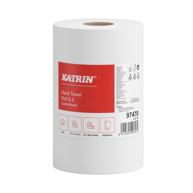 Papírové utěrky v roli 2-vrstvé KATRIN Plus S návin 75 m