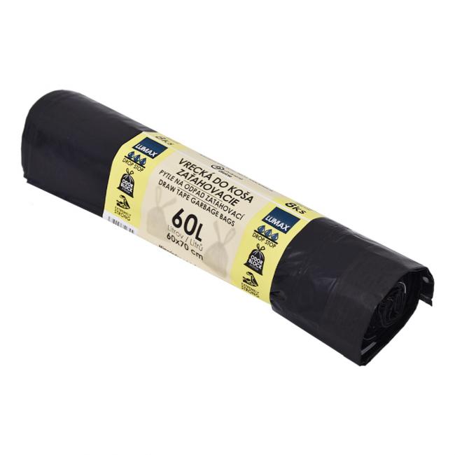 [HY352345] Pytle zatahovací 60 ℓ LDPE 30 mic. 60 x 70 cm, černé (8 ks)