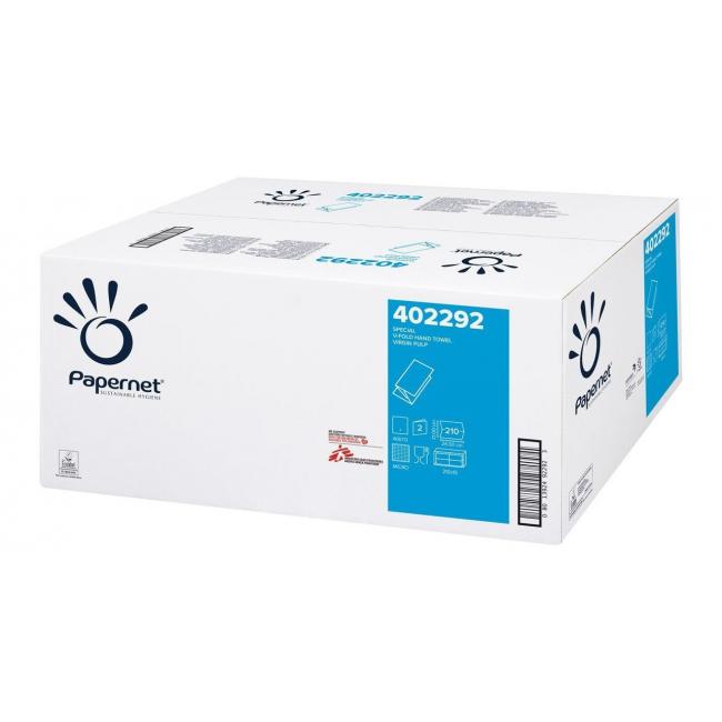 [HY402292] Papírové utěrky skládané ZZ/V 2-vrstvé Papernet bílé 210 ks