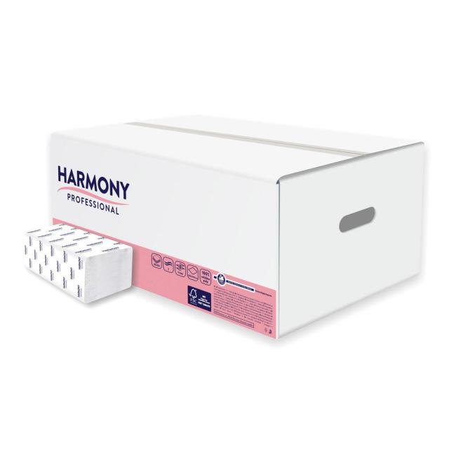 [HY407500] Papírové utěrky skládané ZZ 2-vrstvé HARMONY professional, 100% celulóza, bílé (20 bal.)