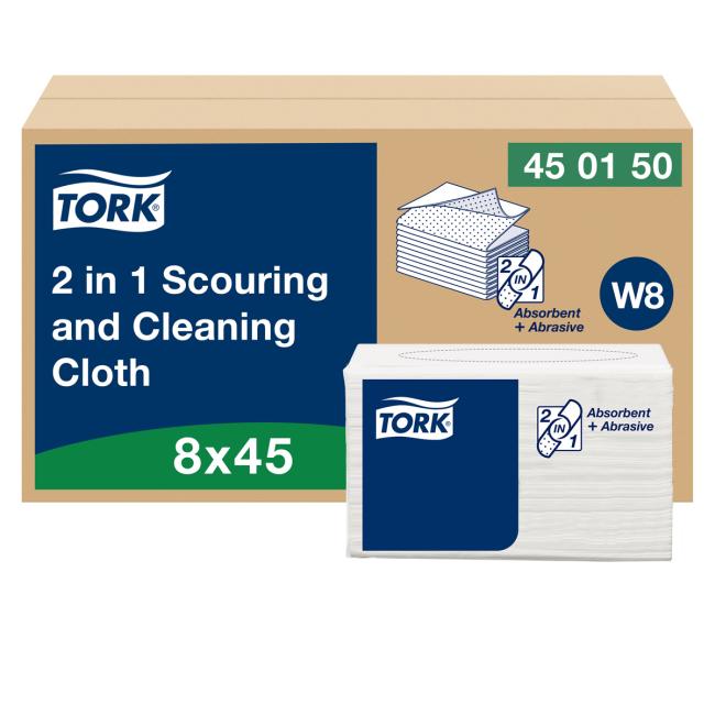 [HY450150] Tork utěrky 2 v 1 pro drhnutí a čištění W8 (45 ks)