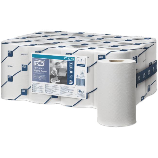 [HY473246] Papírové utěrky v roli 1-vrstv. TORK Reflex bílé M3 (12ks)
