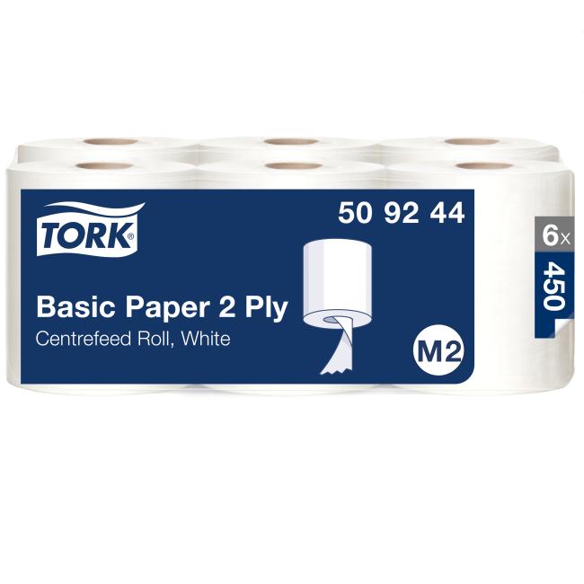 Papírové utěrky v roli se střed. odvíjením 2-vrstv. TORK Basic bílé M2 (6ks)