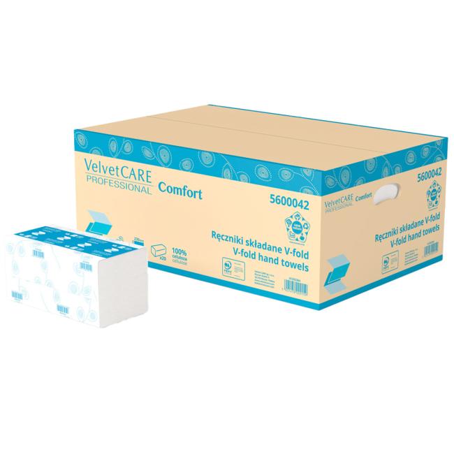 Papírové utěrky skládané ZZ 2-vrstvé VELVET CARE 100% celulóza, 23x23cm (20bal.)