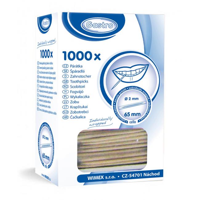 [HY605076] Spáradla dřevěná hygienicky balená 2 x 65 mm (1000 ks)