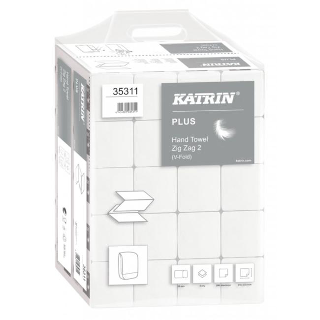 [HY616490] Papírové utěrky skládané ZZ 2-vrstvé KATRIN Plus super Handy pack bílé (20 bal.)