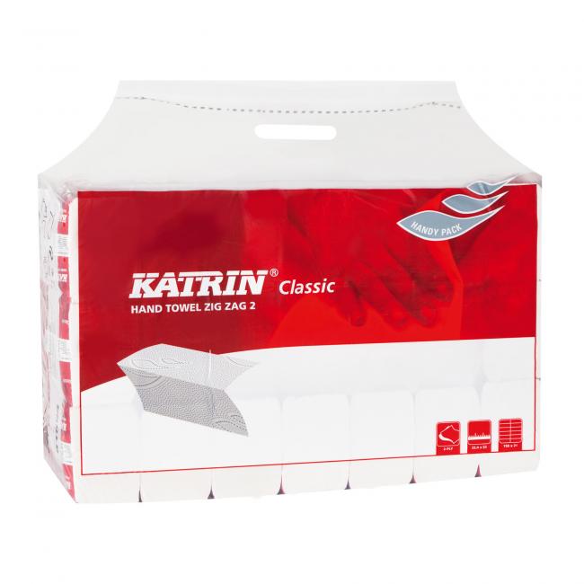 [HY616940] Papírové utěrky skládané ZZ 2-vrstvé KATRIN Classic Handy pack bílé (20 bal.)