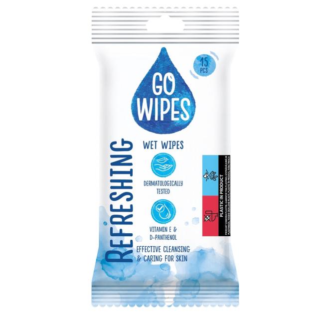 [HY644623] Vlhčené ubrousky GoWipes na ruce, 15 ks