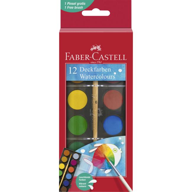 [FC125017] Vodové barvy Faber Castell 12 barev, 24mm