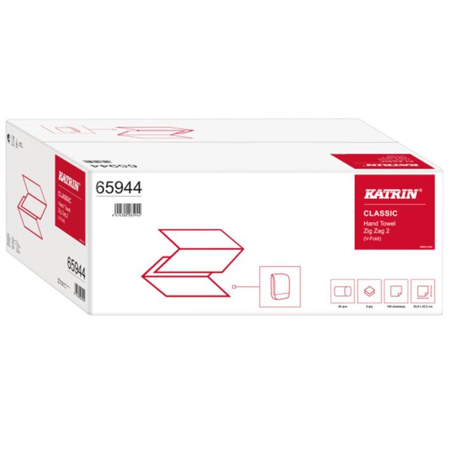 [HY659440] Papírové utěrky skládané ZZ 2-vrstvé KATRIN Classic bílé