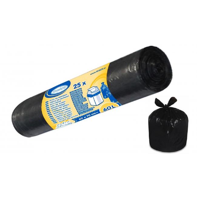 Pytle 60l 600 x 700 mm 23 mic. 25 ks černé