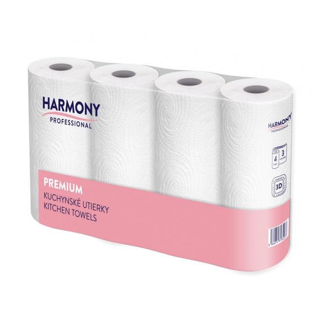 [HY699900] Kuchyňské utěrky 3-vrstvé HARMONY Professional, celulóza, návin 10,5 m (4 ks)
