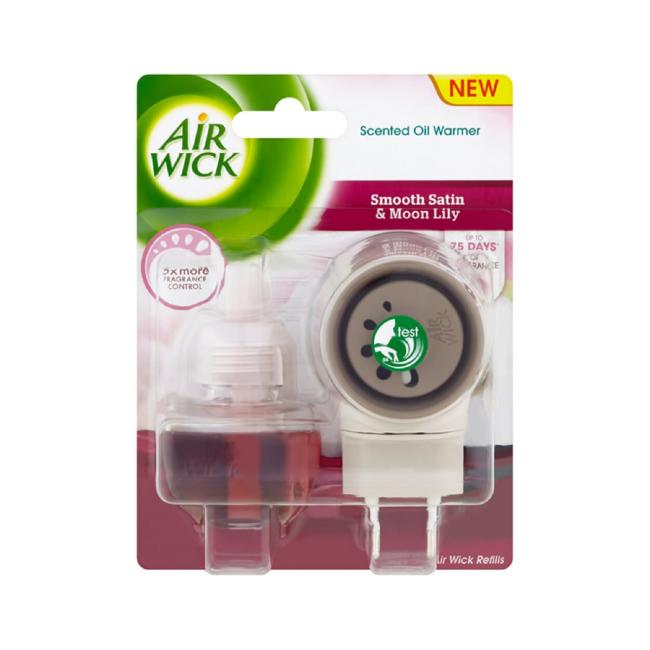 Air Wick elektrický osvěžovač vzduchu + náplň 19 ml Jemná saténová a měsíční lilie 19 ml