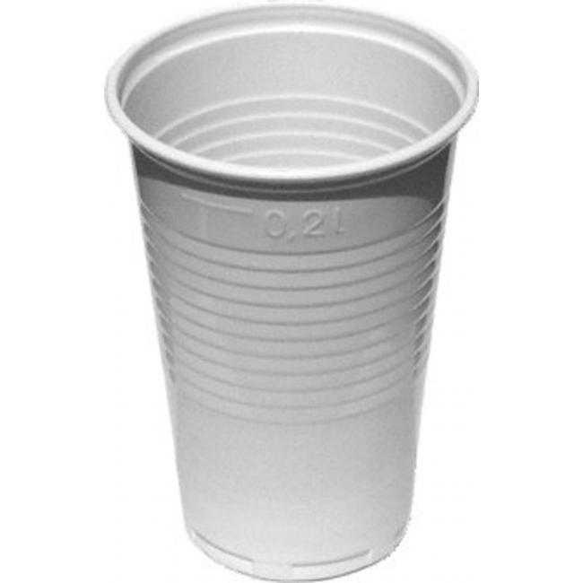 [HY732020] Sklenice plastové 200 ml bílé 100% recykl (100 ks)