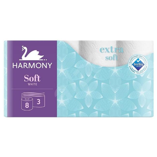 [HY751073] Toaletní papír 3-vrstvý Harmony Extra Soft bílý, recykl, návin 17,5 m (8 ks)