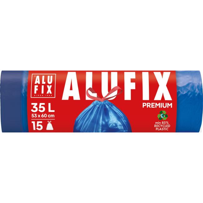 [HY946019] Pytle na odpadky zatahovací, 35 l/15 ks, 20mic., 53 x 60 cm, modré, LDPE