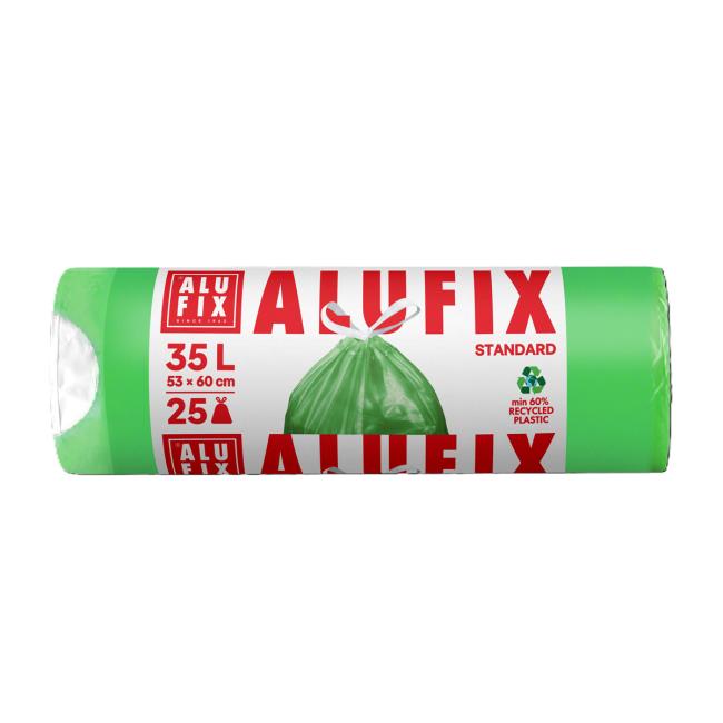 [HY946022] Pytle na odpadky zatahovací 35 l/25 ks, 14mic., 53 x 60 cm, zelené, HDPE