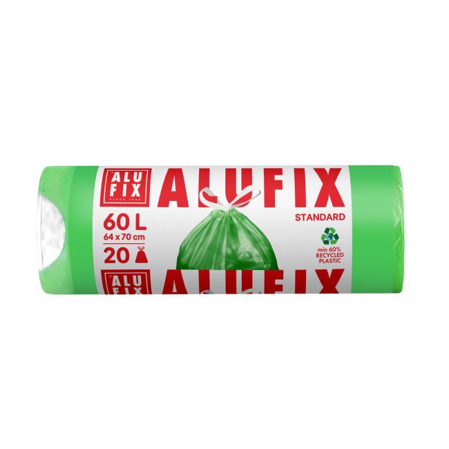 [HY946024] Pytle na odpadky zatahovací 60 l/20 ks, 15mic., 64 x 70 cm, zelené, HDPE