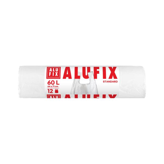 [HY946026] Pytle na odpadky zavazovací, 60 l/12 ks, 10mic., 64 x 71+16cm, bílé, HDPE