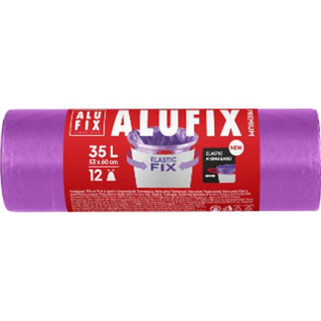 [HY946034] Pytle na odpadky zatahovací Elastic FIX LDPE 53x60cm 35 ℓ/12ks 22mic fialové
