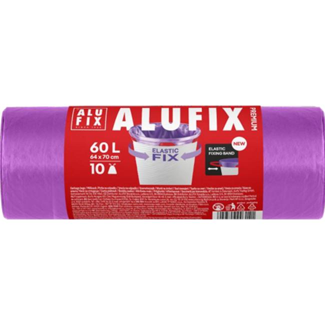 [HY946035] Pytle na odpadky zatahovací Elastic FIX LDPE 64x70cm 60 ℓ/10ks 22mic fialové