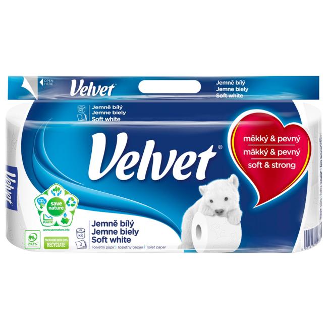 [HY999009] Toaletní papír 3-vrstvý VELVET jemně bílý 8ks, 18,3m
