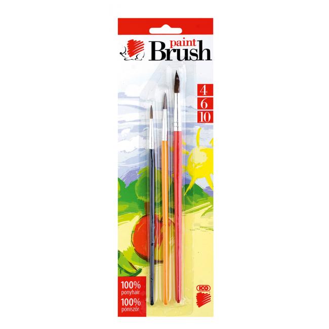 Sada štětců 3ks 4-6-10 kulaté, barevná rukojeť